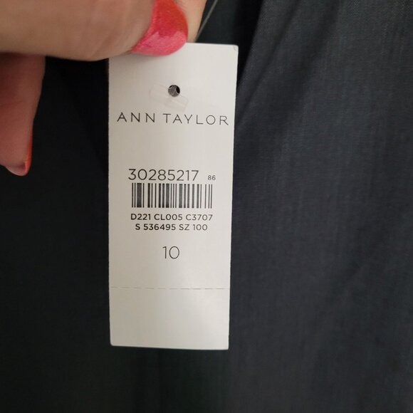 Ann Taylor Womens Tropical Wool Belted Notched Collar Dress Size 10 Charcoal NWT - Picture 5 of 12